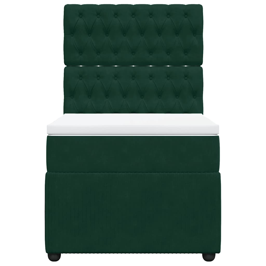 Κρεβάτι Boxspring με Στρώμα Σκούρο Πράσινο 90x200 εκ. Βελούδινο - Pakobazaar