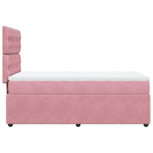 Κρεβάτι Boxspring με Στρώμα Ροζ 90x200 εκ. Βελούδινο