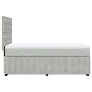 Κρεβάτι Boxspring με Στρώμα Ανοιχτό Γκρι 90x200 εκ. Βελούδινο