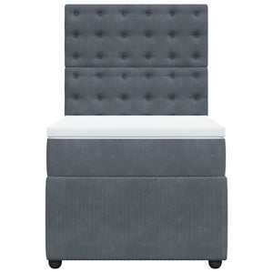 Κρεβάτι Boxspring με Στρώμα Σκούρο Γκρι 90x200 εκ. Βελούδινο - Pakobazaar