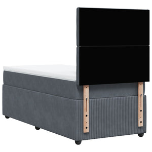 Κρεβάτι Boxspring με Στρώμα Σκούρο Γκρι 90x200 εκ. Βελούδινο - Pakobazaar
