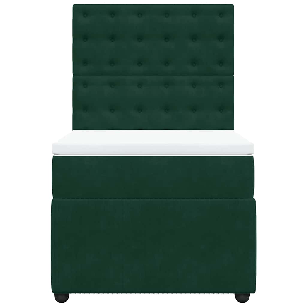 Κρεβάτι Boxspring με Στρώμα Σκούρο Πράσινο 90x200 εκ. Βελούδινο