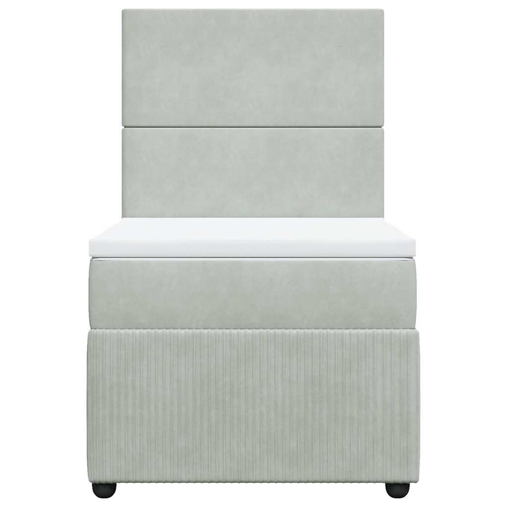 Κρεβάτι Boxspring με Στρώμα Ανοιχτό Γκρι 100x200 εκ. Βελούδινο