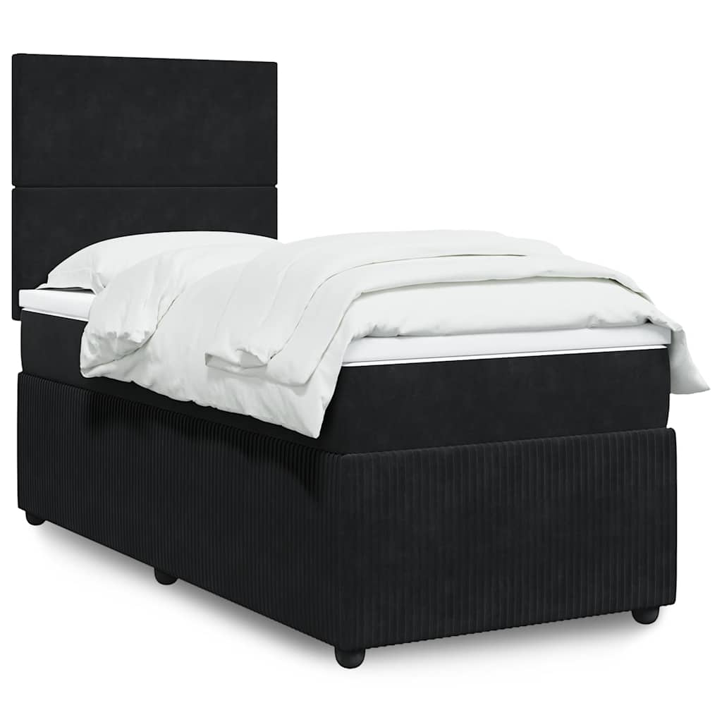 Κρεβάτι Boxspring με Στρώμα Μαύρο 100x200 εκ. Βελούδινο