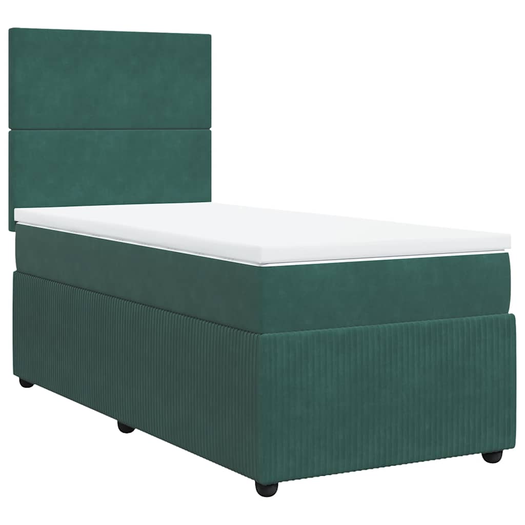 Κρεβάτι Boxspring με Στρώμα Σκούρο Πράσινο 100x200εκ. Βελούδινο