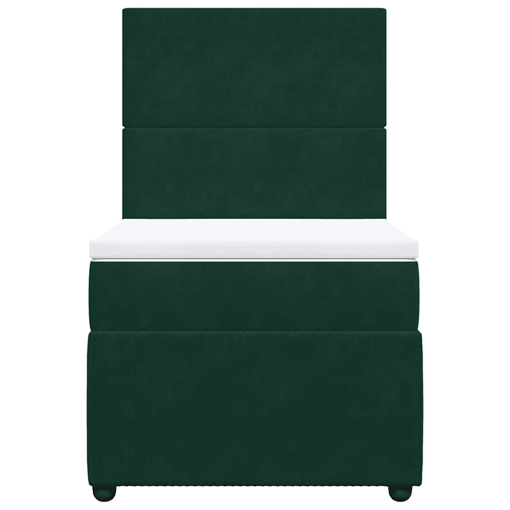 Κρεβάτι Boxspring με Στρώμα Σκούρο Πράσινο 100x200εκ. Βελούδινο