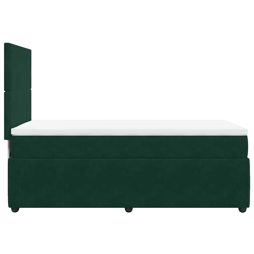 Κρεβάτι Boxspring με Στρώμα Σκούρο Πράσινο 100x200εκ. Βελούδινο