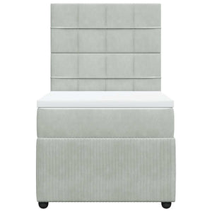 Κρεβάτι Boxspring με Στρώμα Ανοιχτό Γκρι 100x200 εκ. Βελούδινο
