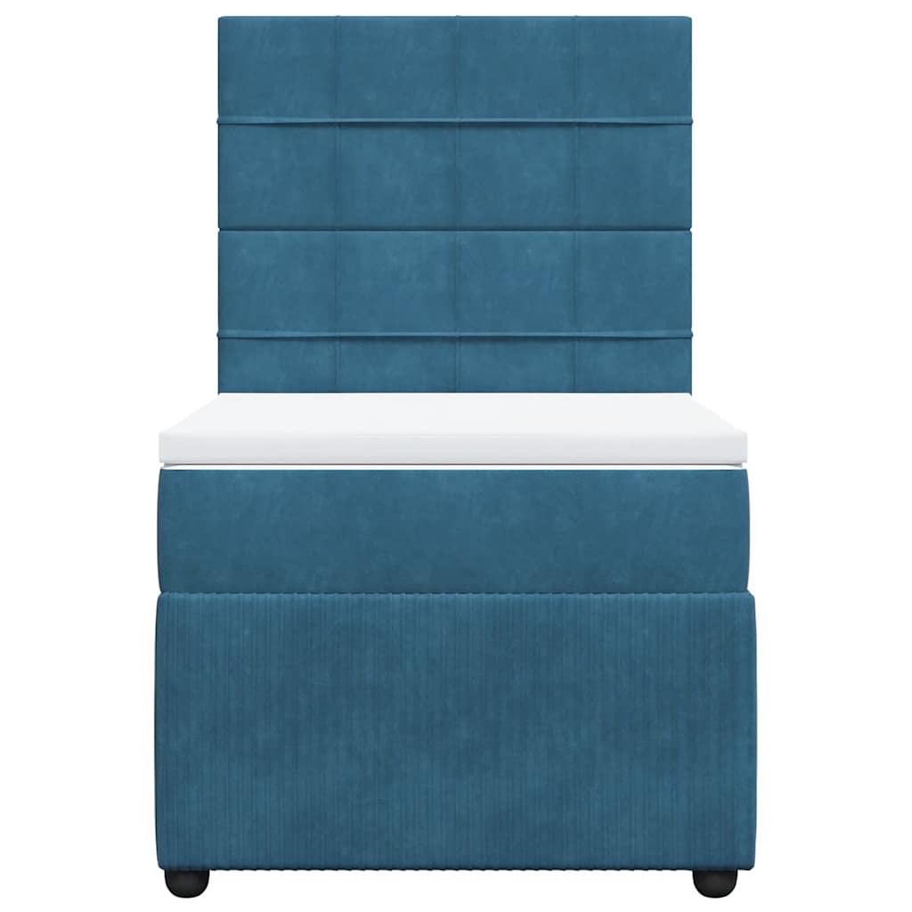 Κρεβάτι Boxspring με Στρώμα Σκούρο Μπλε 100x200 εκ. Βελούδινο