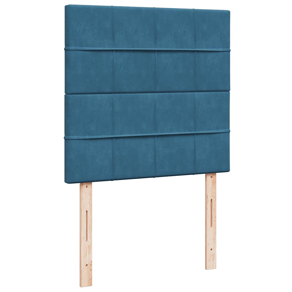 Κρεβάτι Boxspring με Στρώμα Σκούρο Μπλε 100x200 εκ. Βελούδινο