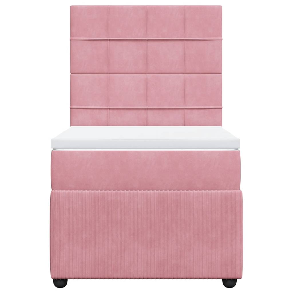 Κρεβάτι Boxspring με Στρώμα Ροζ 100x200 εκ. Βελούδινο - Pakobazaar