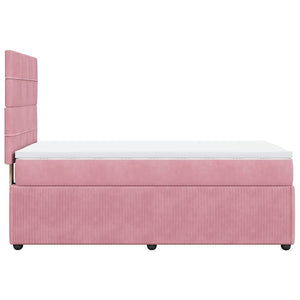 Κρεβάτι Boxspring με Στρώμα Ροζ 100x200 εκ. Βελούδινο - Pakobazaar