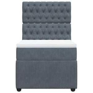 Κρεβάτι Boxspring με Στρώμα Σκούρο Γκρι 100x200 εκ. Βελούδινο - Pakobazaar