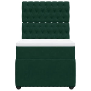 Κρεβάτι Boxspring με Στρώμα Σκούρο Πράσινο 100x200εκ. Βελούδινο - Pakobazaar