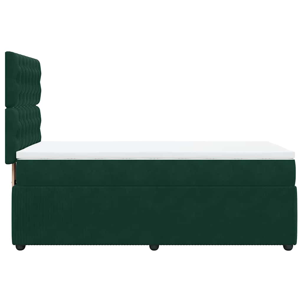 Κρεβάτι Boxspring με Στρώμα Σκούρο Πράσινο 100x200εκ. Βελούδινο - Pakobazaar