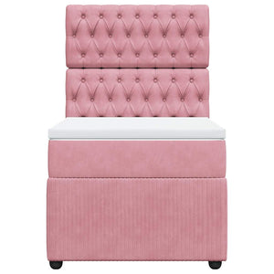 Κρεβάτι Boxspring με Στρώμα Ροζ 100x200 εκ. Βελούδινο - Pakobazaar