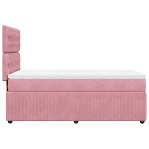 Κρεβάτι Boxspring με Στρώμα Ροζ 100x200 εκ. Βελούδινο - Pakobazaar