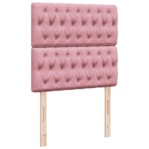 Κρεβάτι Boxspring με Στρώμα Ροζ 100x200 εκ. Βελούδινο - Pakobazaar
