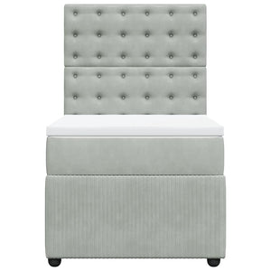 Κρεβάτι Boxspring με Στρώμα Ανοιχτό Γκρι 100x200 εκ. Βελούδινο - Pakobazaar