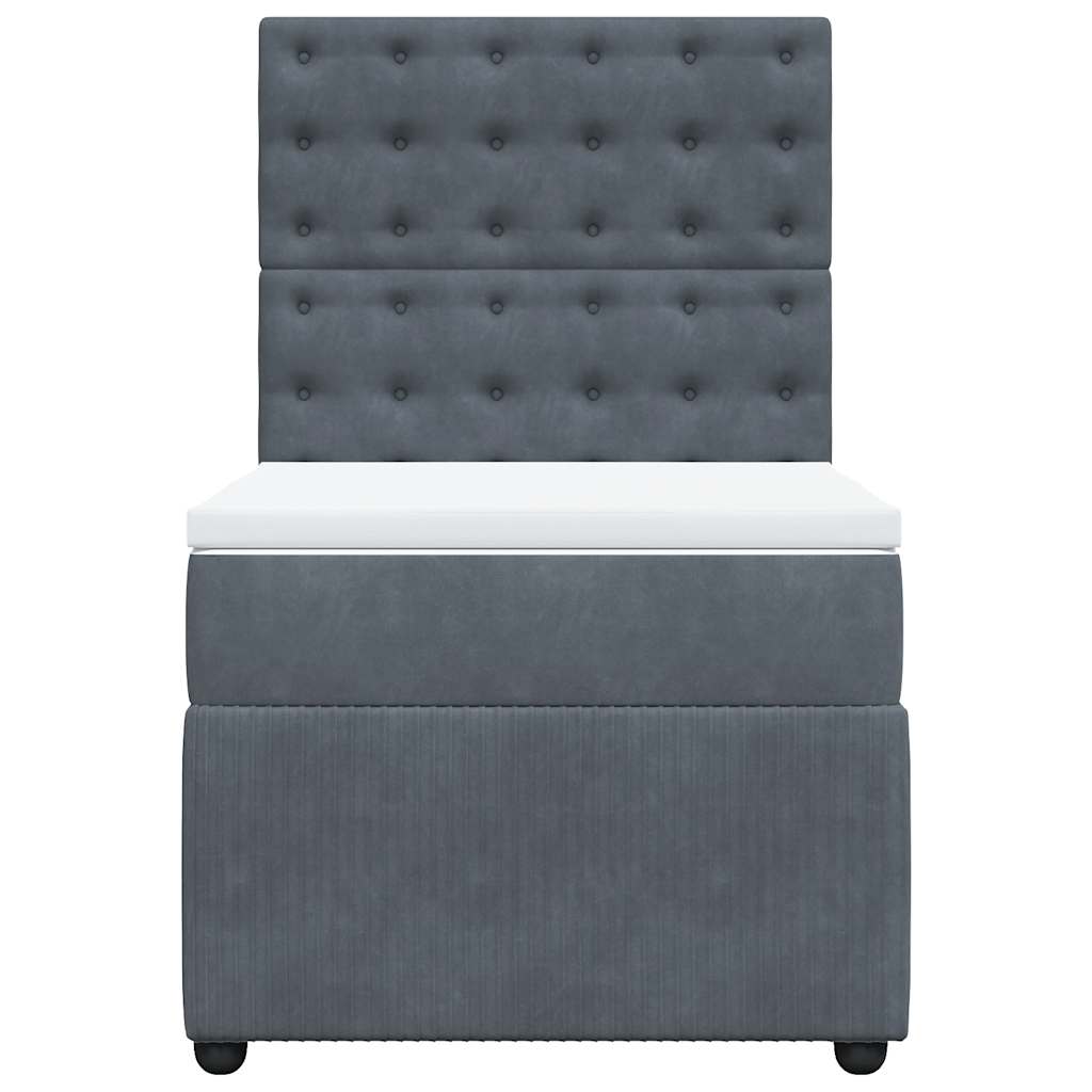 Κρεβάτι Boxspring με Στρώμα Σκούρο Γκρι 100x200 εκ. Βελούδινο - Pakobazaar