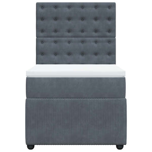 Κρεβάτι Boxspring με Στρώμα Σκούρο Γκρι 100x200 εκ. Βελούδινο - Pakobazaar