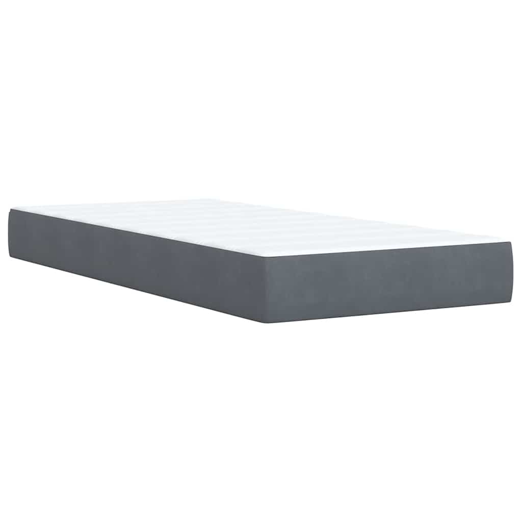Κρεβάτι Boxspring με Στρώμα Σκούρο Γκρι 100x200 εκ. Βελούδινο - Pakobazaar