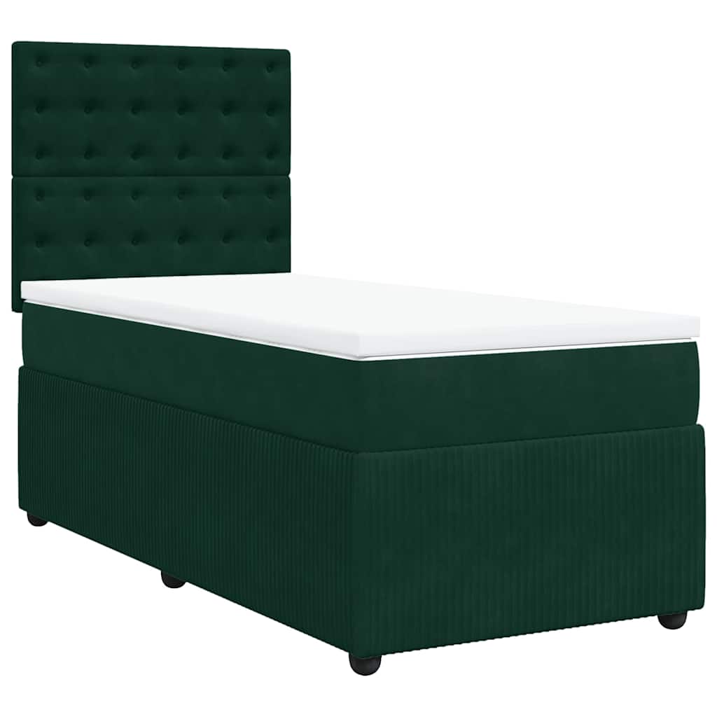 Κρεβάτι Boxspring με Στρώμα Σκούρο Πράσινο 100x200εκ. Βελούδινο