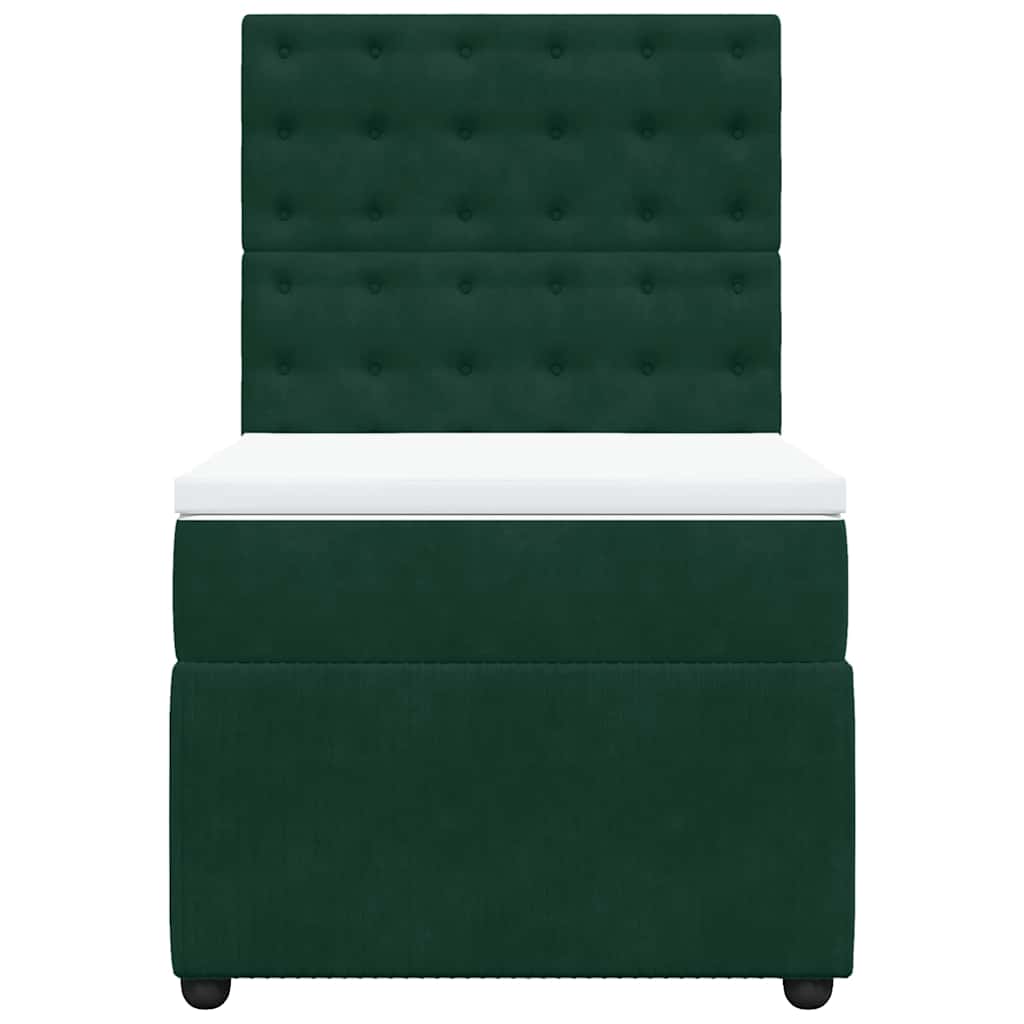 Κρεβάτι Boxspring με Στρώμα Σκούρο Πράσινο 100x200εκ. Βελούδινο