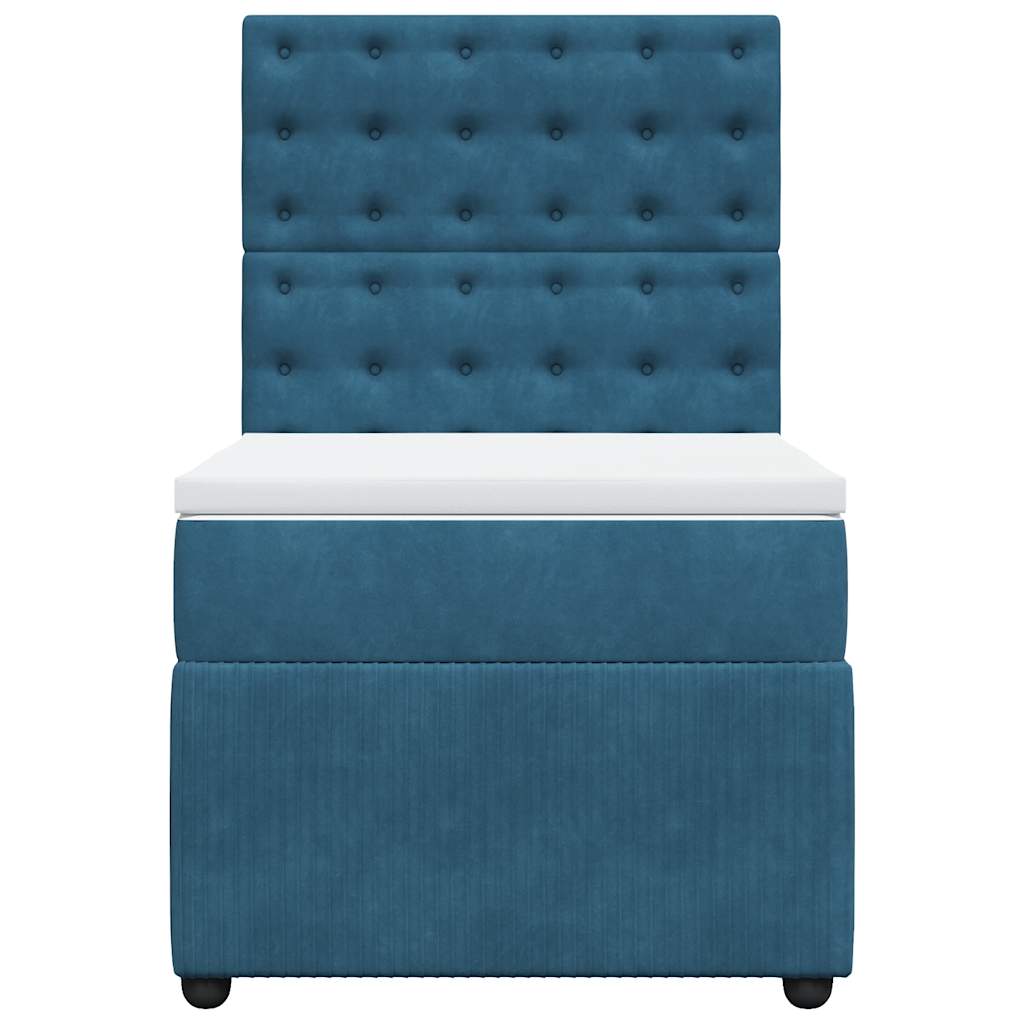 Κρεβάτι Boxspring με Στρώμα Σκούρο Μπλε 100x200 εκ. Βελούδινο