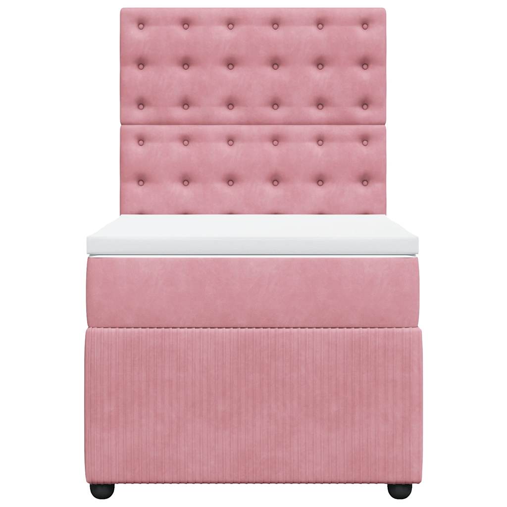 Κρεβάτι Boxspring με Στρώμα Ροζ 100x200 εκ. Βελούδινο - Pakobazaar