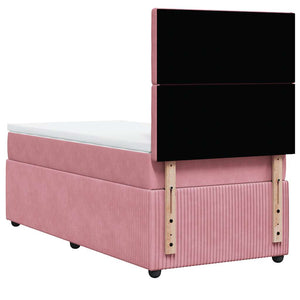 Κρεβάτι Boxspring με Στρώμα Ροζ 100x200 εκ. Βελούδινο - Pakobazaar
