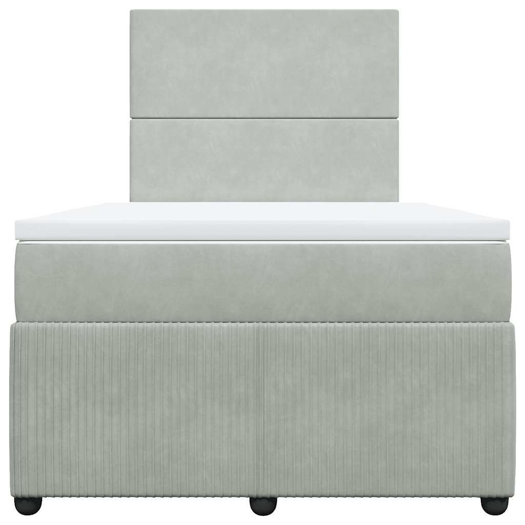 Κρεβάτι Boxspring με Στρώμα Ανοιχτό Γκρι 120x190 εκ. Βελούδινο