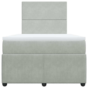 Κρεβάτι Boxspring με Στρώμα Ανοιχτό Γκρι 120x190 εκ. Βελούδινο