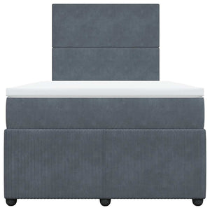Κρεβάτι Boxspring με Στρώμα Σκούρο Γκρι 120x190 εκ. Βελούδινο