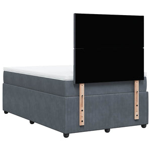 Κρεβάτι Boxspring με Στρώμα Σκούρο Γκρι 120x190 εκ. Βελούδινο