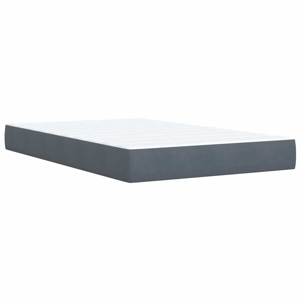 Κρεβάτι Boxspring με Στρώμα Σκούρο Γκρι 120x190 εκ. Βελούδινο