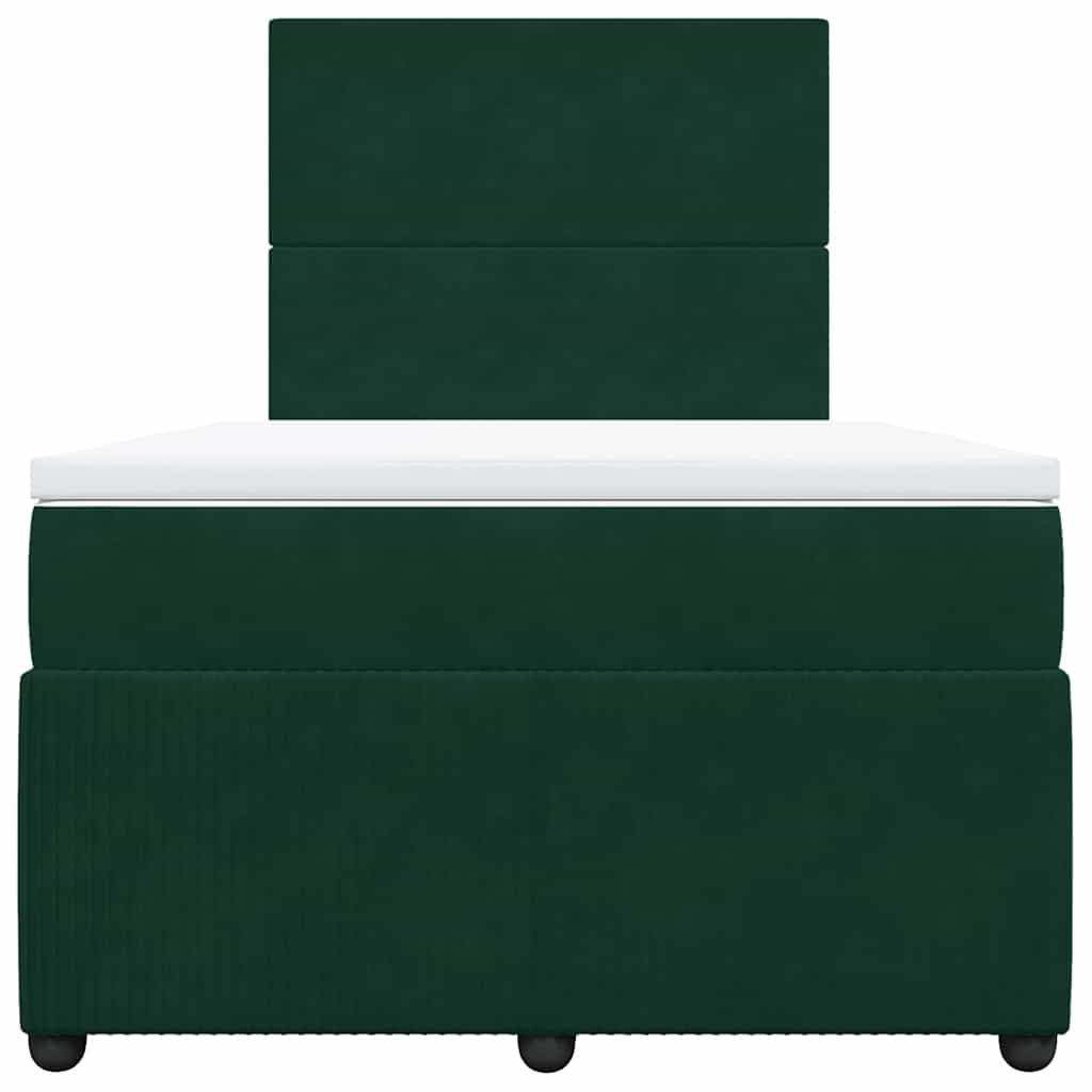 Κρεβάτι Boxspring με Στρώμα Σκούρο Πράσινο 120x190εκ. Βελούδινο - Pakobazaar
