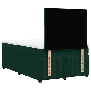 Κρεβάτι Boxspring με Στρώμα Σκούρο Πράσινο 120x190εκ. Βελούδινο - Pakobazaar