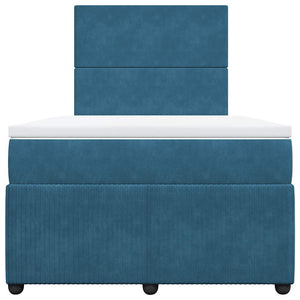 Κρεβάτι Boxspring με Στρώμα Σκούρο Μπλε 120x190 εκ. Βελούδινο