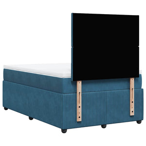 Κρεβάτι Boxspring με Στρώμα Σκούρο Μπλε 120x190 εκ. Βελούδινο