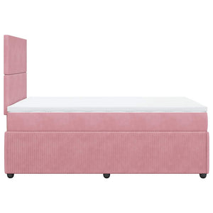 Κρεβάτι Boxspring με Στρώμα Ροζ 120x190 εκ. Βελούδινο - Pakobazaar