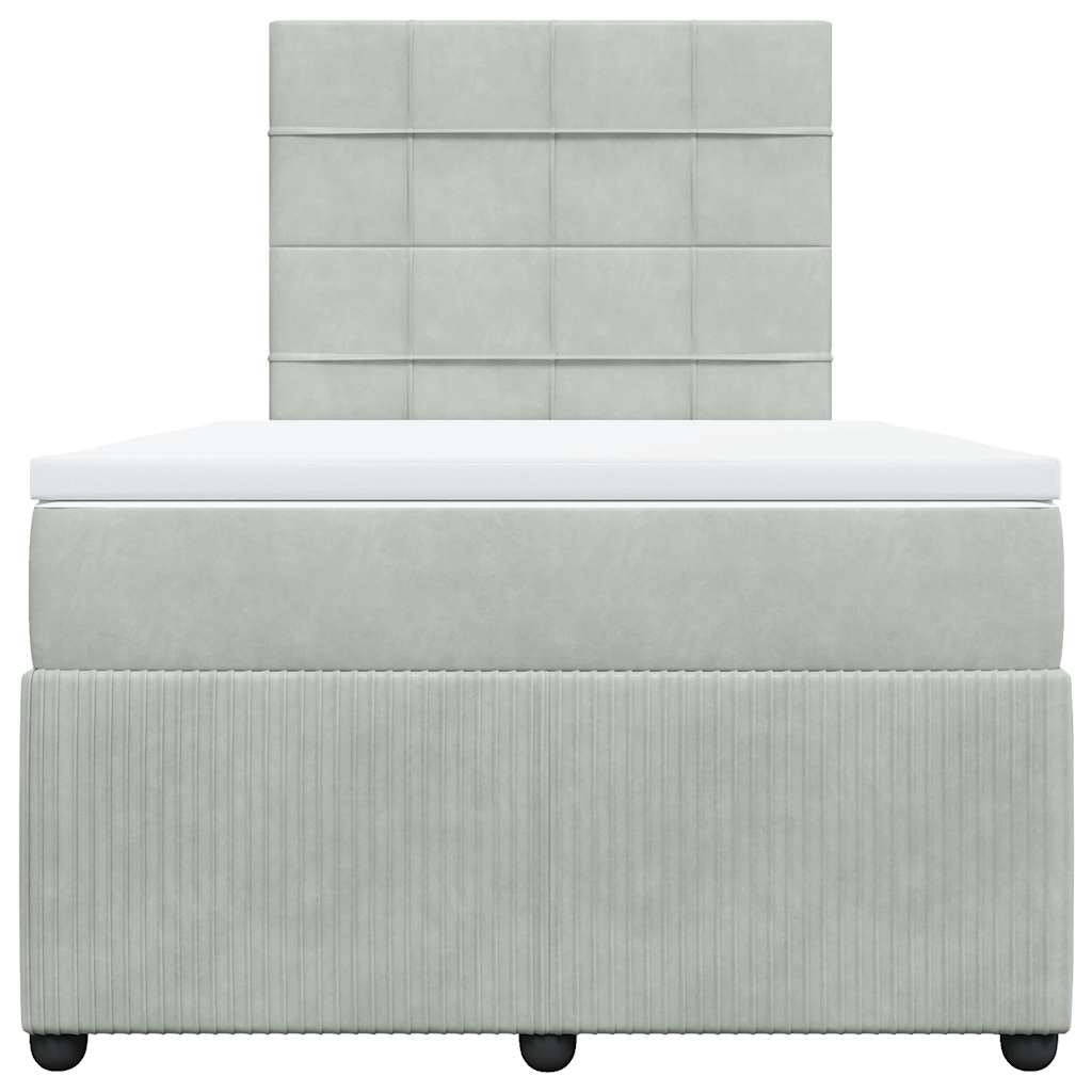 Κρεβάτι Boxspring με Στρώμα Ανοιχτό Γκρι 120x190 εκ. Βελούδινο