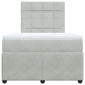Κρεβάτι Boxspring με Στρώμα Ανοιχτό Γκρι 120x190 εκ. Βελούδινο