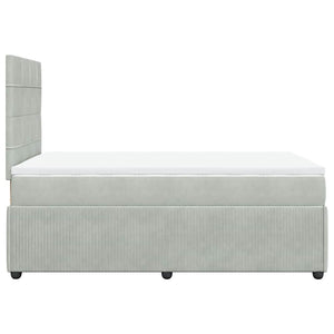 Κρεβάτι Boxspring με Στρώμα Ανοιχτό Γκρι 120x190 εκ. Βελούδινο