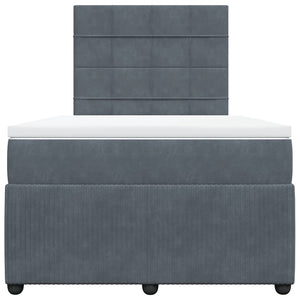 Κρεβάτι Boxspring με Στρώμα Σκούρο Γκρι 120x190 εκ. Βελούδινο