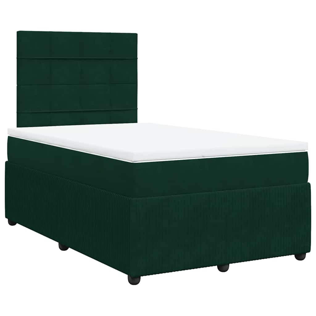Κρεβάτι Boxspring με Στρώμα Σκούρο Πράσινο 120x190εκ. Βελούδινο - Pakobazaar