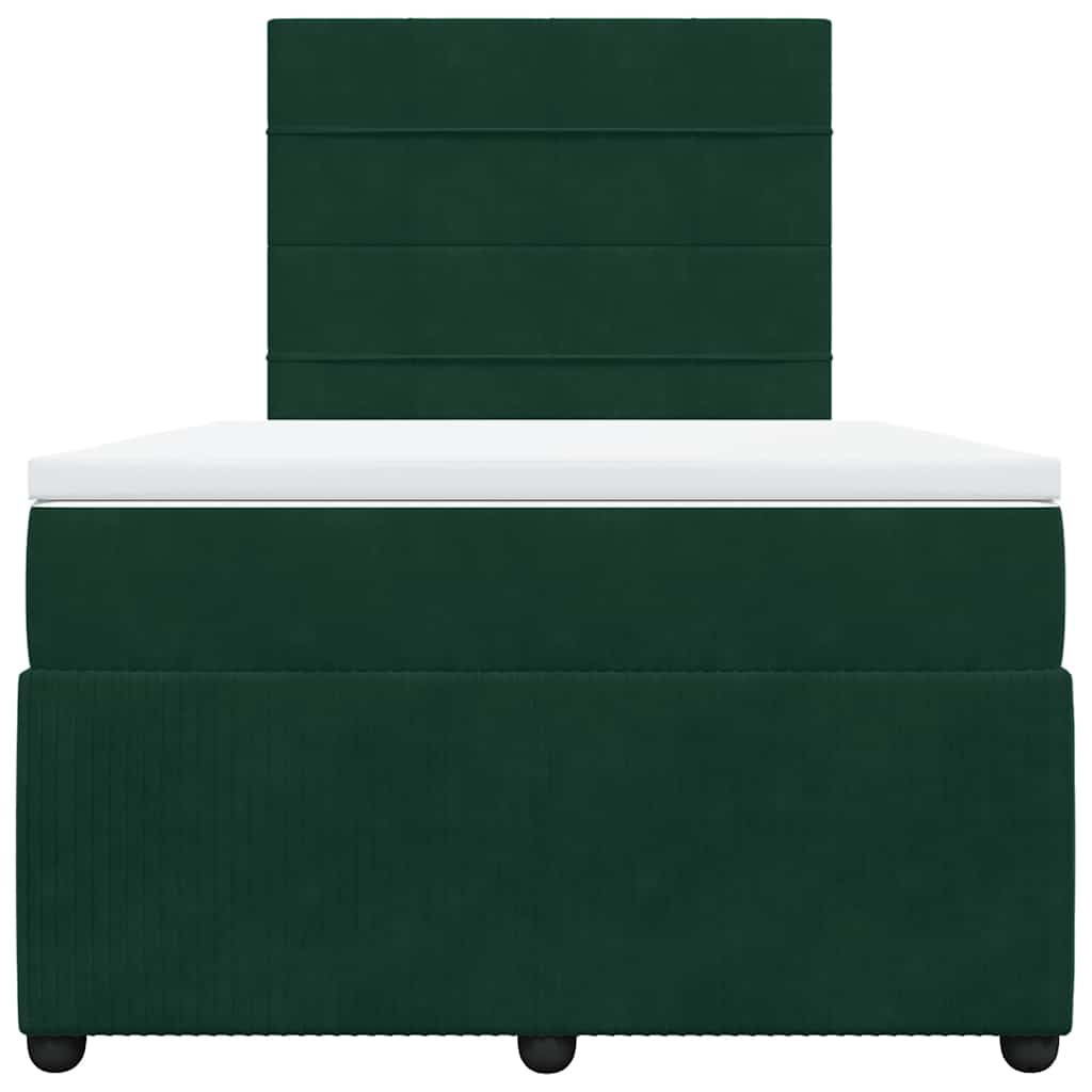 Κρεβάτι Boxspring με Στρώμα Σκούρο Πράσινο 120x190εκ. Βελούδινο - Pakobazaar