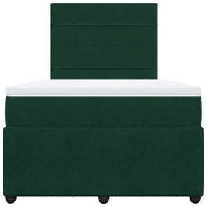 Κρεβάτι Boxspring με Στρώμα Σκούρο Πράσινο 120x190εκ. Βελούδινο - Pakobazaar