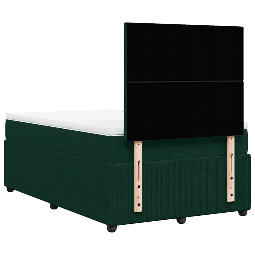 Κρεβάτι Boxspring με Στρώμα Σκούρο Πράσινο 120x190εκ. Βελούδινο - Pakobazaar
