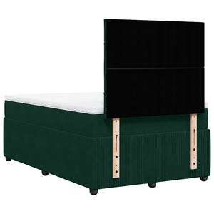Κρεβάτι Boxspring με Στρώμα Σκούρο Πράσινο 120x190εκ. Βελούδινο - Pakobazaar